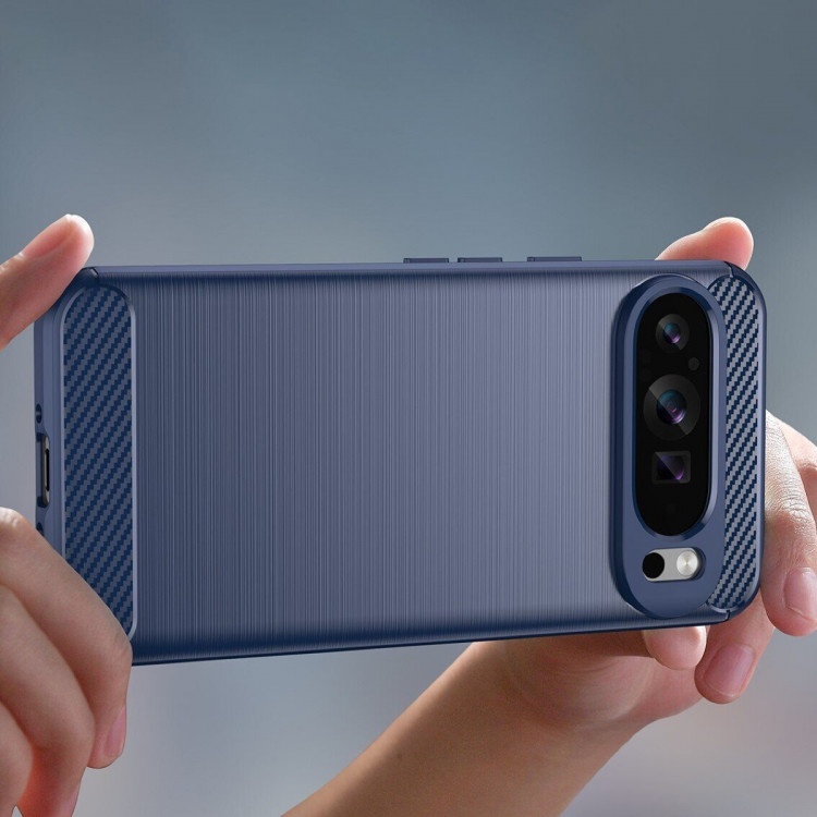 Чехол-накладка Carbon Fibre для Google Pixel 9 Pro XL (темно-синий)