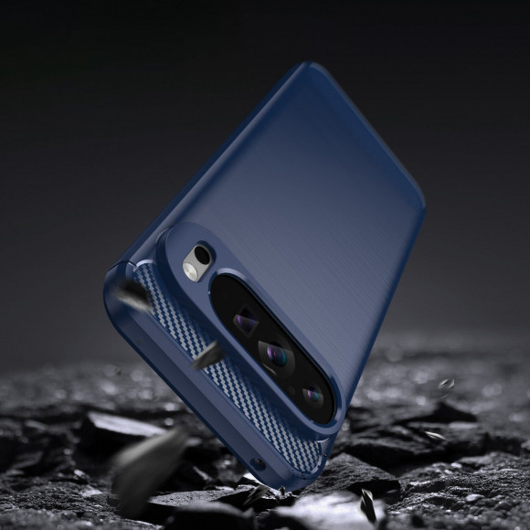 Чехол-накладка Carbon Fibre для Google Pixel 9 Pro XL (темно-синий)