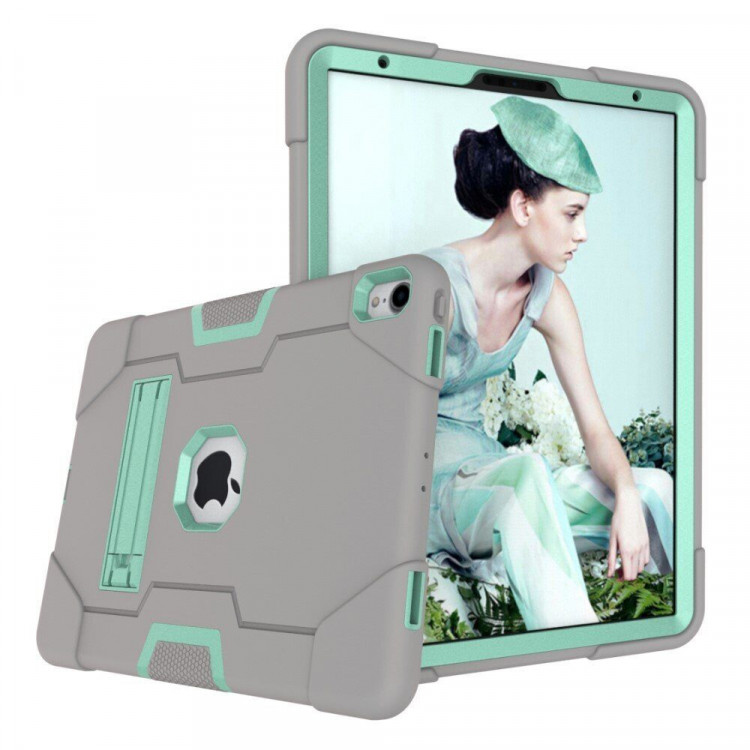 Гибридный TPU чехол для Apple iPad Pro 11 (2018) / iPad Air 4 / iPad Air (2020) (серый + зеленый)