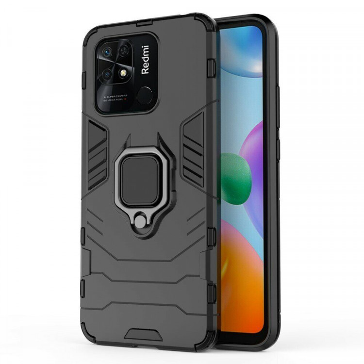 Чехол Armor Ring Holder для Xiaomi Redmi 10C (черный)