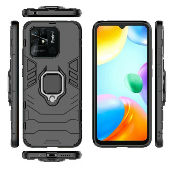 Чехол Armor Ring Holder для Xiaomi Redmi 10C (черный)