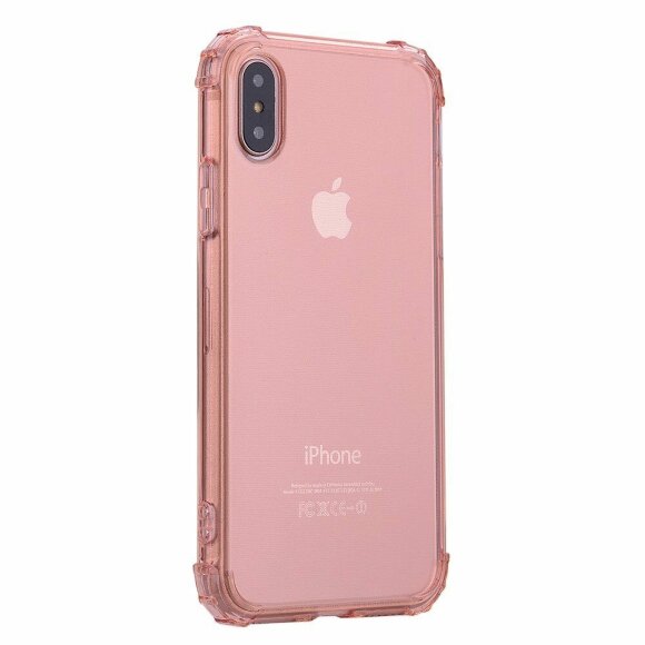 Силиконовый чехол с усиленными бортиками для iPhone X / ХS (розовый) Силиконовый чехол с усиленными бортиками для iPhone X / ХS (розовый)