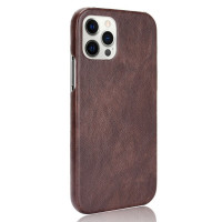 Кожаная накладка-чехол для iPhone 12 Pro / iPhone 12 (коричневый)