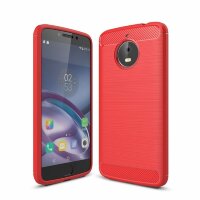 Чехол-накладка Carbon Fibre для Motorola Moto E4 Plus (красный)