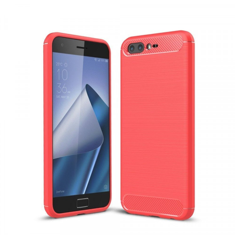 Чехол-накладка Carbon Fibre для Asus ZenFone 4 Pro ZS551KL (красный)