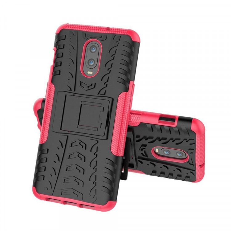 Чехол Hybrid Armor для OnePlus 6T (черный + розовый)