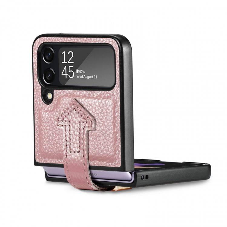 Кожаный чехол для Samsung Galaxy Z Flip 4 (розовый)