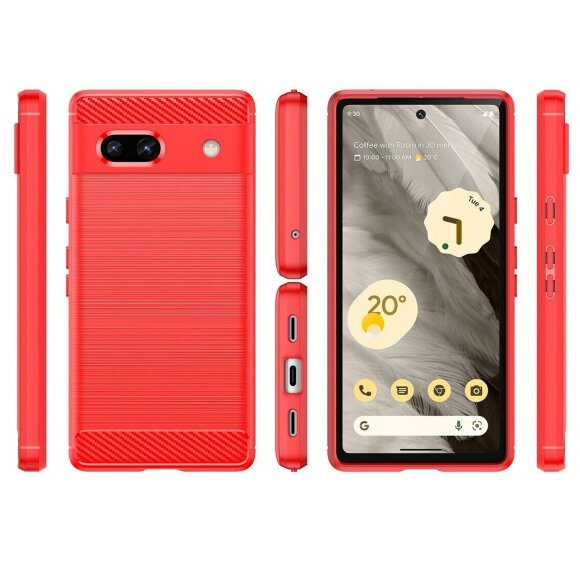 Чехол-накладка Carbon Fibre для Google Pixel 7a (красный) Чехол-накладка Carbon Fibre для Google Pixel 7a (красный)