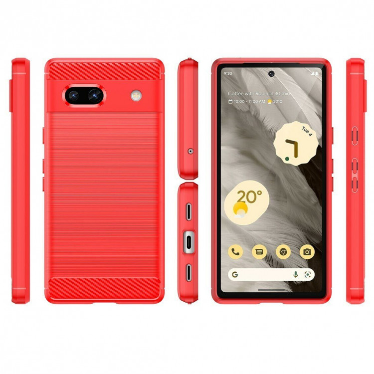 Чехол-накладка Carbon Fibre для Google Pixel 7a (красный)