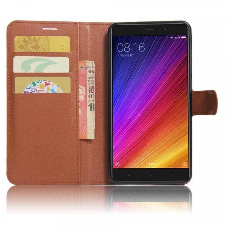 Чехол с визитницей для Xiaomi Mi5S Plus (коричневый)