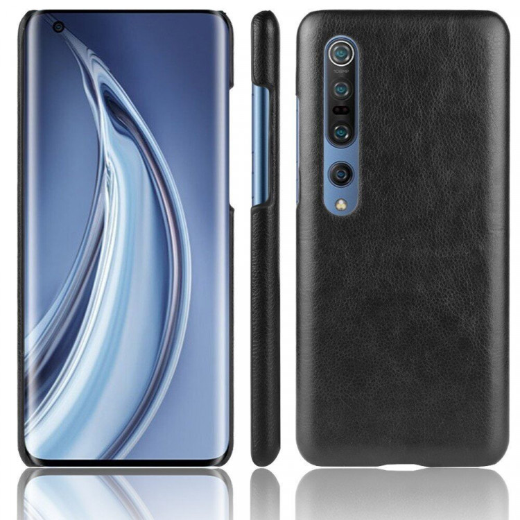 Кожаная накладка-чехол для Xiaomi Mi 10 / Mi 10 Pro (черный)