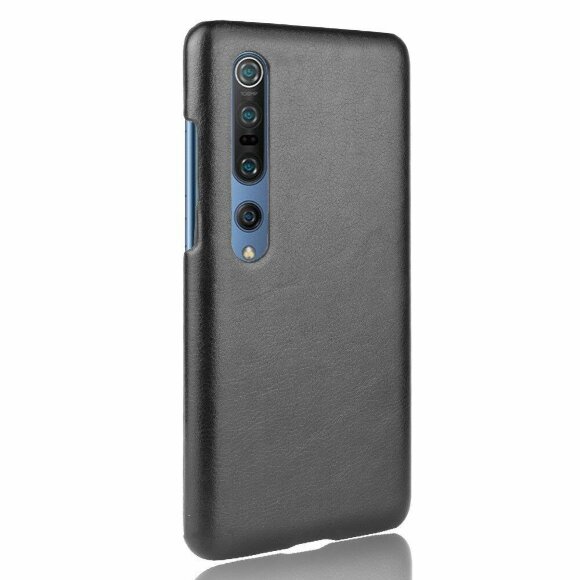 Кожаная накладка-чехол для Xiaomi Mi 10 / Mi 10 Pro (черный)