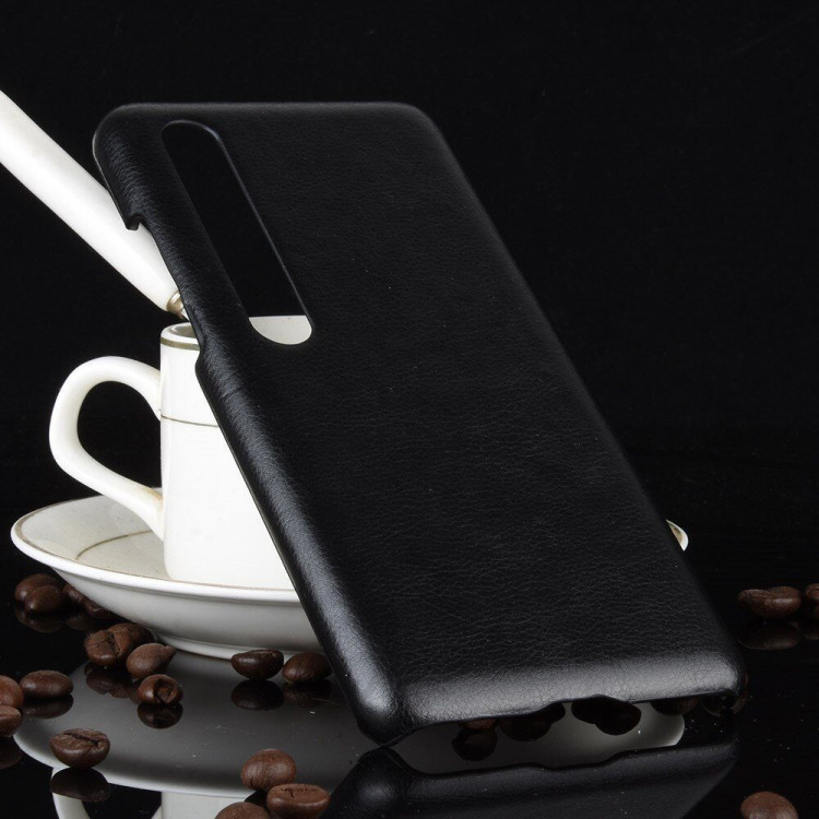 Кожаная накладка-чехол для Xiaomi Mi 10 / Mi 10 Pro (черный)