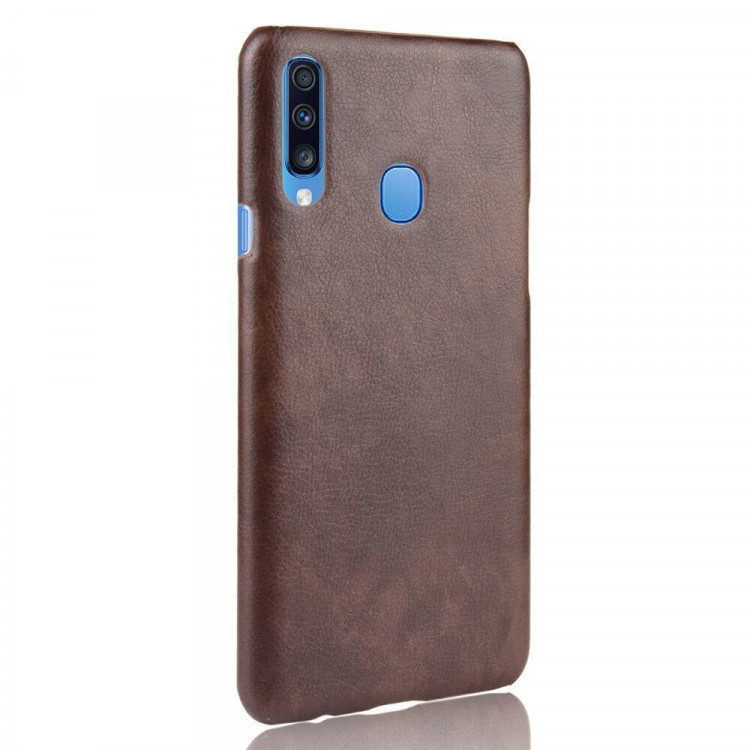 Кожаная накладка-чехол для Samsung Galaxy A20s (коричневый)