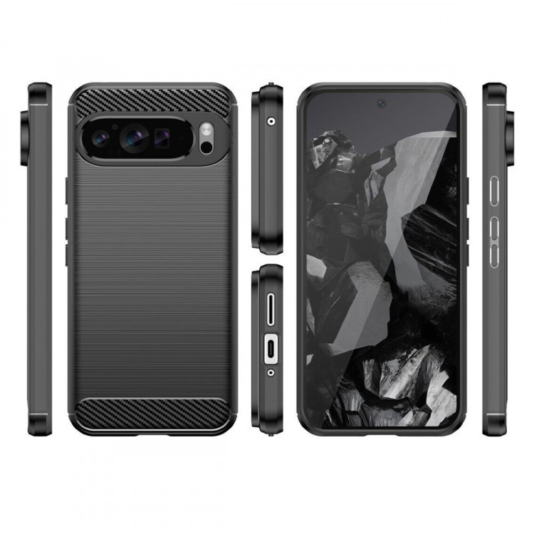 Чехол-накладка Carbon Fibre для Google Pixel 9 Pro XL (черный)
