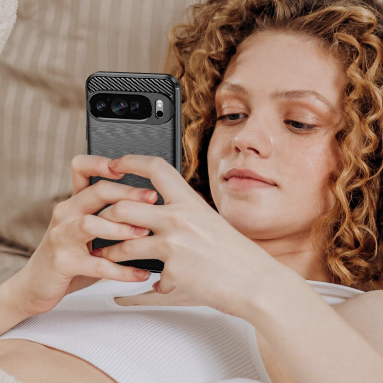 Чехол-накладка Carbon Fibre для Google Pixel 9 Pro XL (черный)