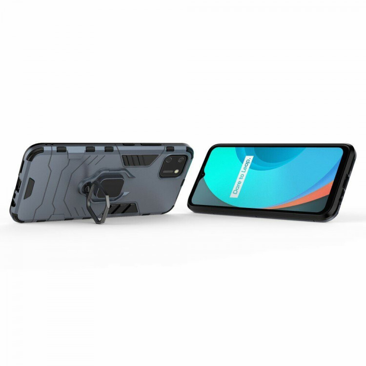 Чехол Armor Ring Holder для Realme C20 / Realme C11 2021 (темно-синий)
