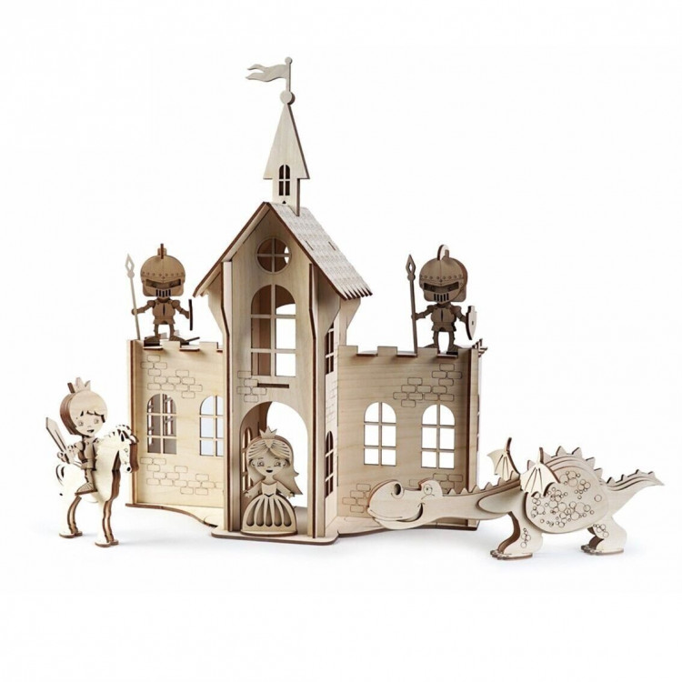 Конструктор 3D деревянный подвижный Lemmo Сказочный замок