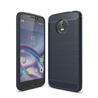 Чехол-накладка Carbon Fibre для Motorola Moto E4 Plus (темно-синий)