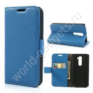 Горизонтальный чехол с визитницей для LG G2 (голубой)