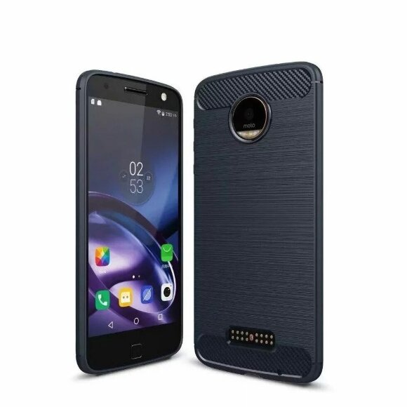 Чехол-накладка Carbon Fibre для Motorola Moto Z (темно-синий)