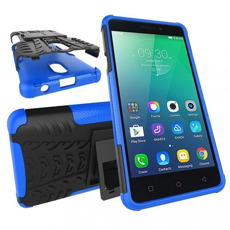 Чехол Hybrid Armor для Lenovo Vibe P1m (черный + голубой)