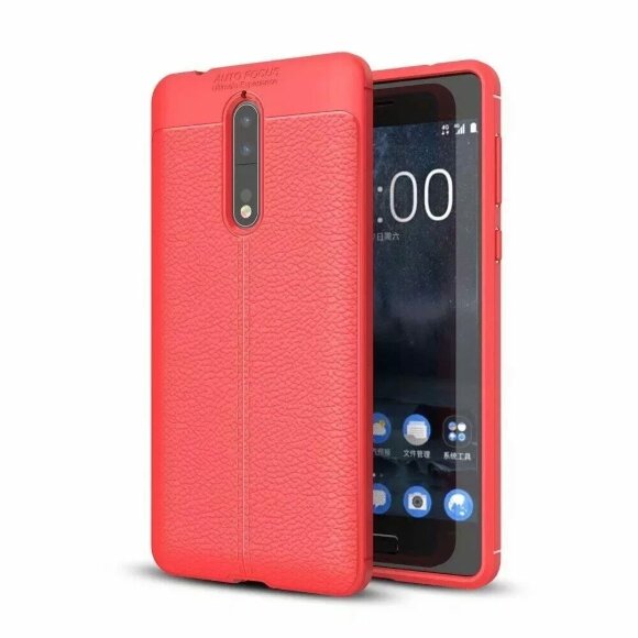Чехол-накладка Litchi Grain для Nokia 8 (красный)
