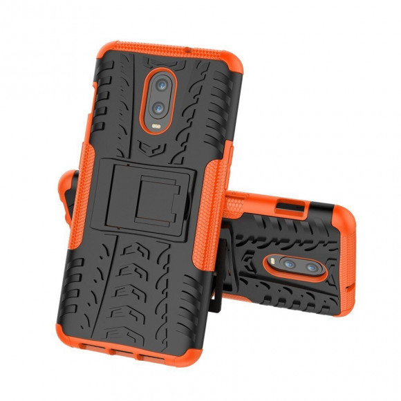 Чехол Hybrid Armor для OnePlus 6T (черный + оранжевый)