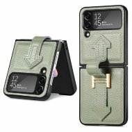 Кожаный чехол для Samsung Galaxy Z Flip 4 (серо-зеленый)