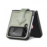 Кожаный чехол для Samsung Galaxy Z Flip 4 (серо-зеленый)