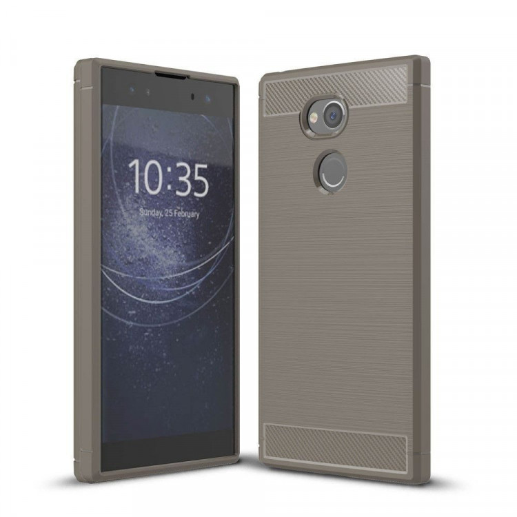 Чехол-накладка Carbon Fibre для Sony Xperia XA2 (серый)