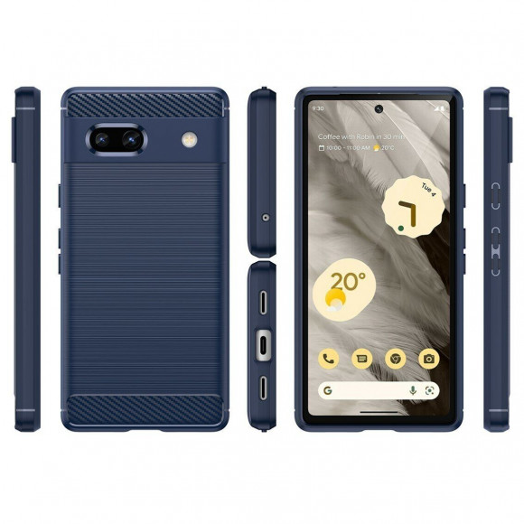 Чехол-накладка Carbon Fibre для Google Pixel 7a (темно-синий)