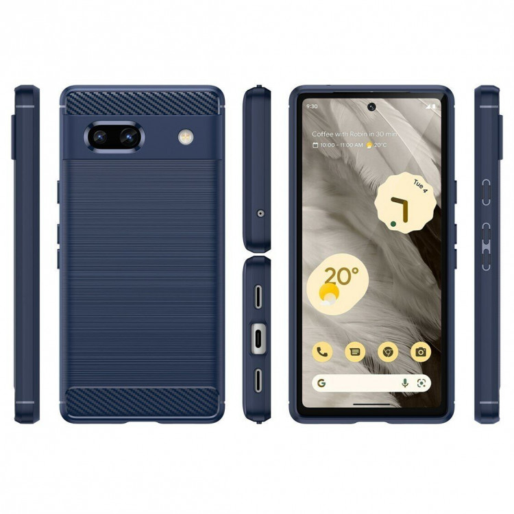 Чехол-накладка Carbon Fibre для Google Pixel 7a (темно-синий)