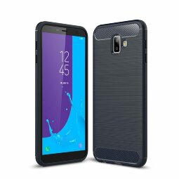 Чехол-накладка Carbon Fibre для Samsung Galaxy J6+ (Plus) (темно-синий)