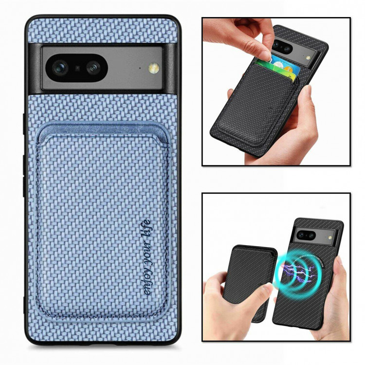 Чехол с магнитным держателем карт для Google Pixel 7a (голубой)