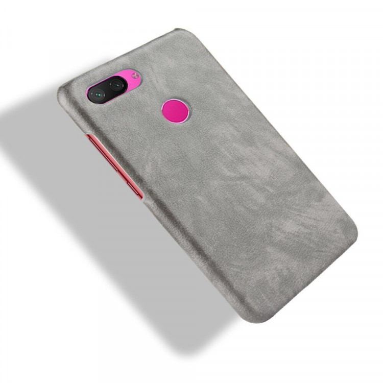 Чехол Litchi Texture для Xiaomi Mi 8 Lite (серый)