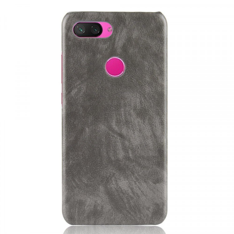 Чехол Litchi Texture для Xiaomi Mi 8 Lite (серый)