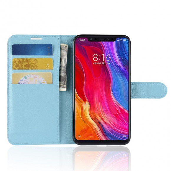 Чехол с визитницей для Xiaomi Mi 8 (голубой) Чехол с визитницей для Xiaomi Mi 8 (голубой)