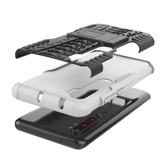 Чехол Hybrid Armor для Xiaomi Mi Note 10 / Mi Note 10 Pro / Mi CC9 Pro (черный + белый)