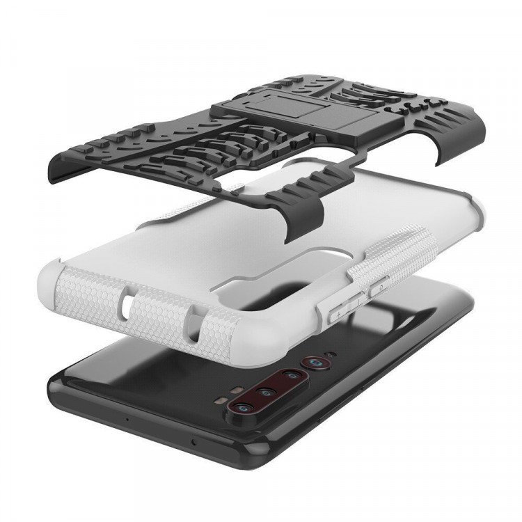 Чехол Hybrid Armor для Xiaomi Mi Note 10 / Mi Note 10 Pro / Mi CC9 Pro (черный + белый)