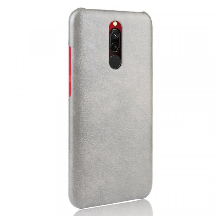 Кожаная накладка-чехол для Xiaomi Redmi 8 (серый)