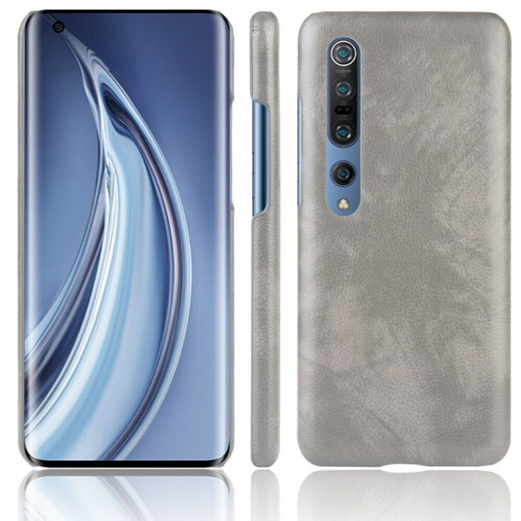 Кожаная накладка-чехол для Xiaomi Mi 10 / Mi 10 Pro (серый)