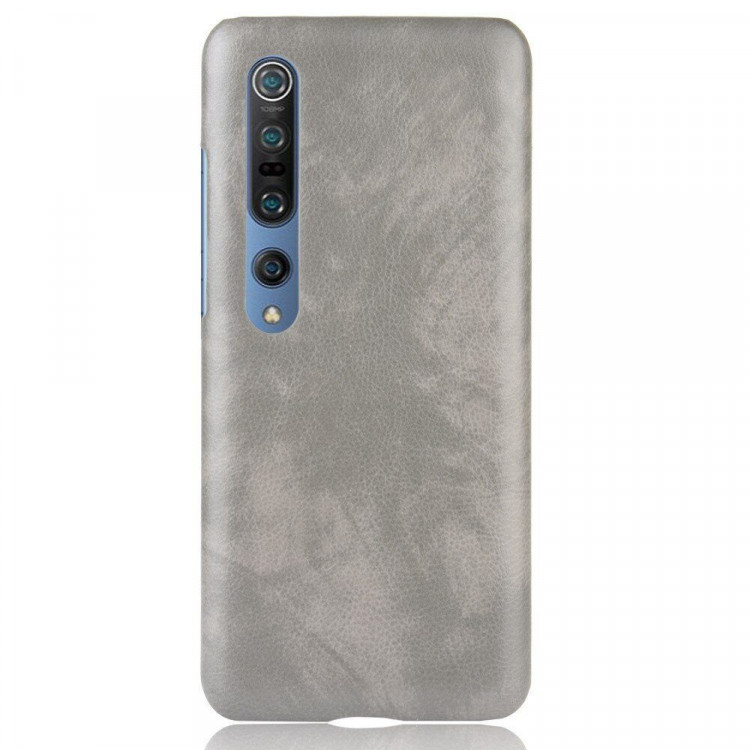 Кожаная накладка-чехол для Xiaomi Mi 10 / Mi 10 Pro (серый)