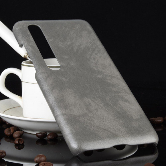 Кожаная накладка-чехол для Xiaomi Mi 10 / Mi 10 Pro (серый)