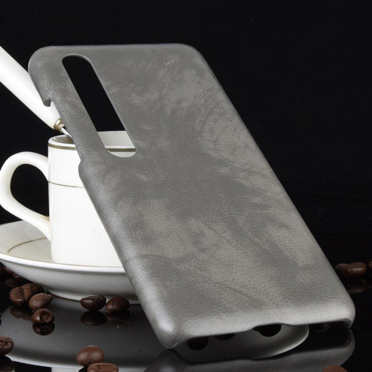 Кожаная накладка-чехол для Xiaomi Mi 10 / Mi 10 Pro (серый)