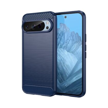 Чехол-накладка Carbon Fibre для Google Pixel 9, Pixel 9 Pro (темно-синий)