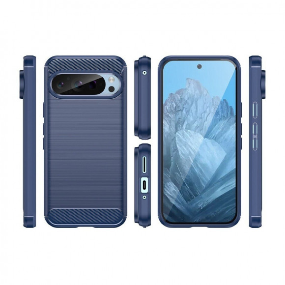Чехол-накладка Carbon Fibre для Google Pixel 9, Pixel 9 Pro (темно-синий) Чехол-накладка Carbon Fibre для Google Pixel 9, Pixel 9 Pro (темно-синий)