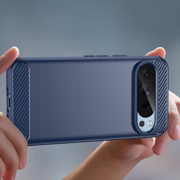Чехол-накладка Carbon Fibre для Google Pixel 9, Pixel 9 Pro (темно-синий) Чехол-накладка Carbon Fibre для Google Pixel 9, Pixel 9 Pro (темно-синий)