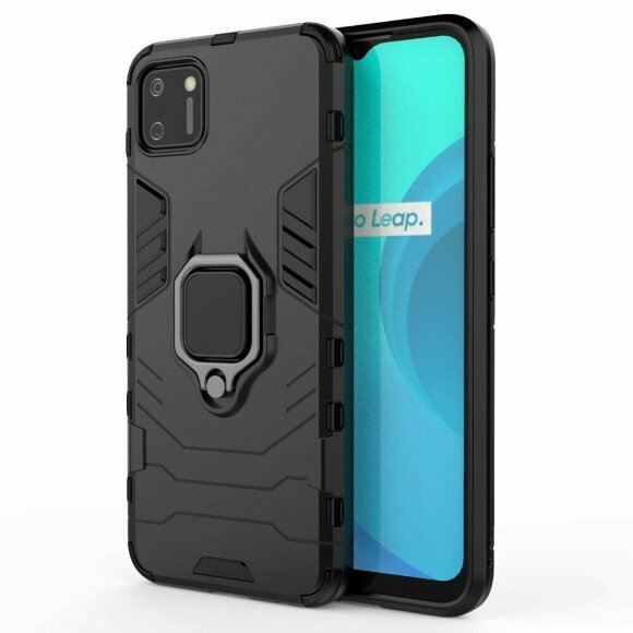 Чехол Armor Ring Holder для Realme C20 / Realme C11 2021 (черный) Чехол Armor Ring Holder для Realme C20 / Realme C11 2021 (черный)