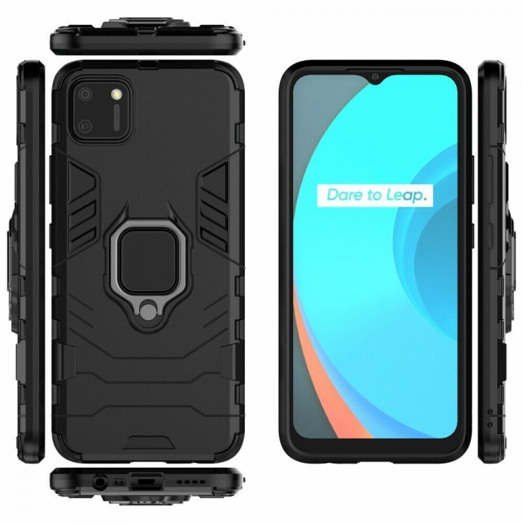 Чехол Armor Ring Holder для Realme C20 / Realme C11 2021 (черный)